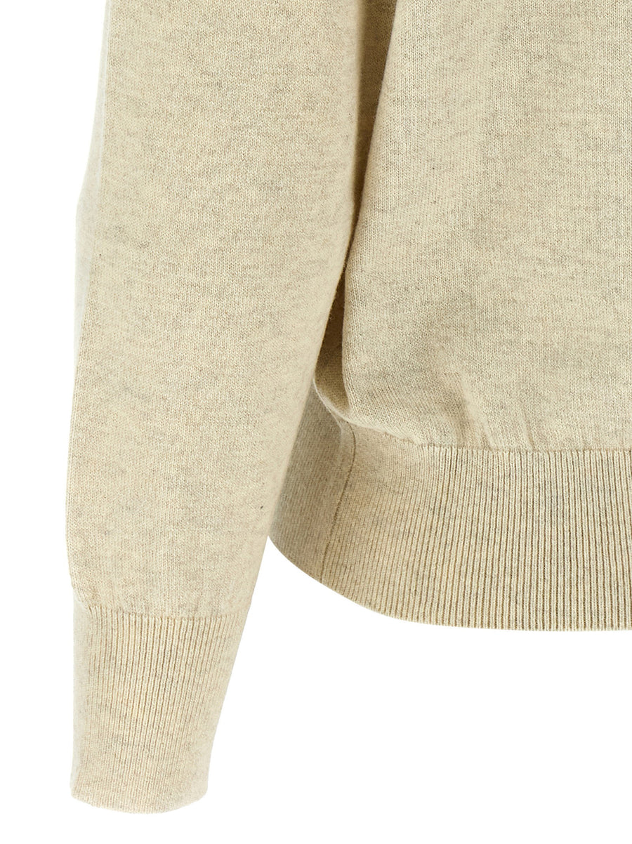 Marant Etoile Marisans Sweater For Women Gray Cotton Wool Knit Front Logo Intarsia Relaxed Silhouette For Layering