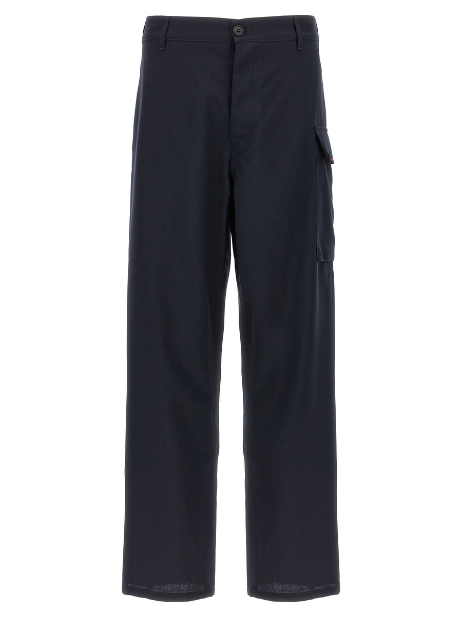 Marni Cargo Pants Blue Virgin Wool for Women Versatile Tailored Straight Leg Office to Evening