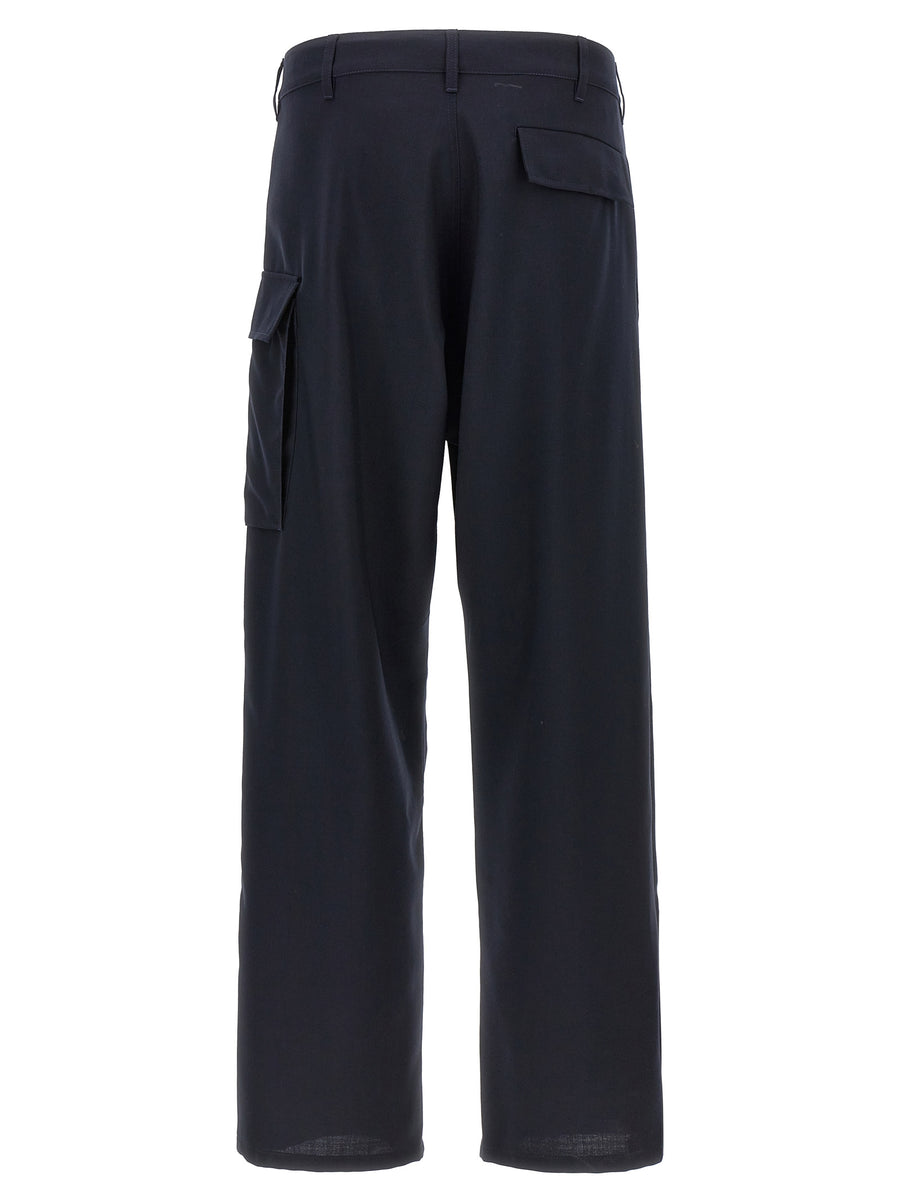 Marni Cargo Pants Blue Virgin Wool for Women Versatile Tailored Straight Leg Office to Evening