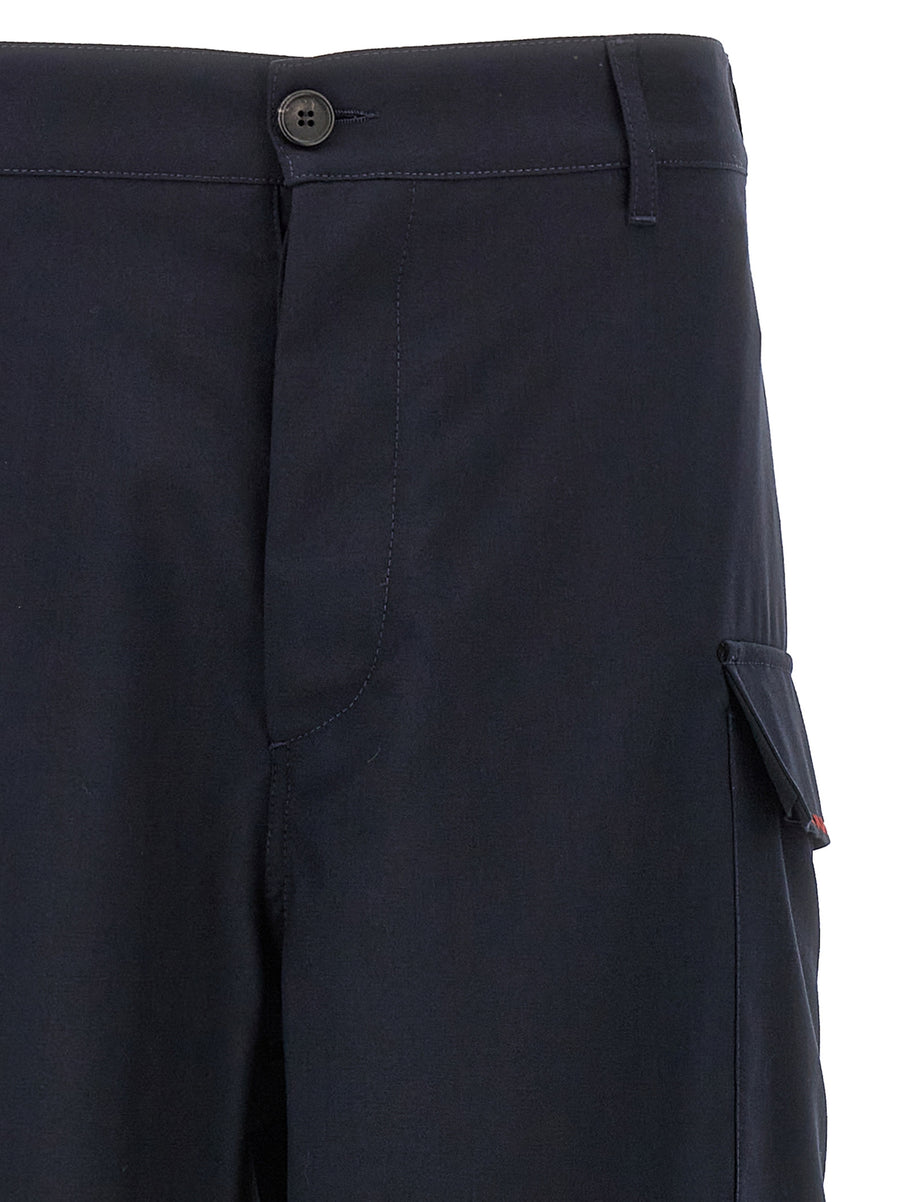 Marni Cargo Pants Blue Virgin Wool for Women Versatile Tailored Straight Leg Office to Evening