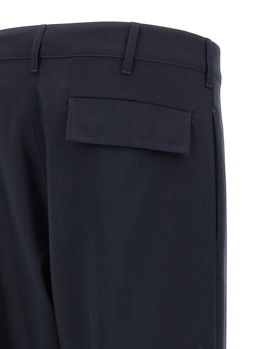 Marni Cargo Pants Blue Virgin Wool for Women Versatile Tailored Straight Leg Office to Evening
