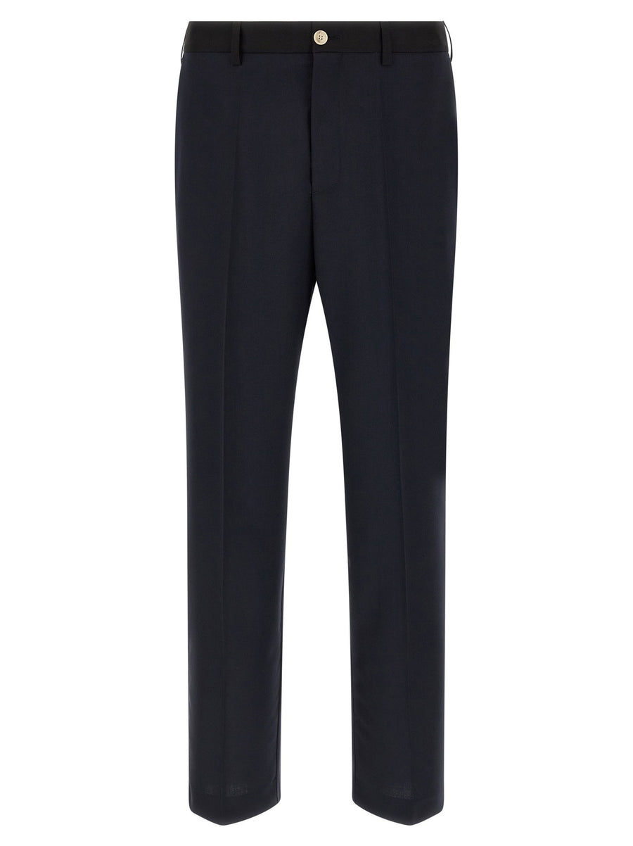 Marni Tropical Wool Pants For Men Two Tone Virgin Wool Straight Leg Fit Luxury Dress Trousers