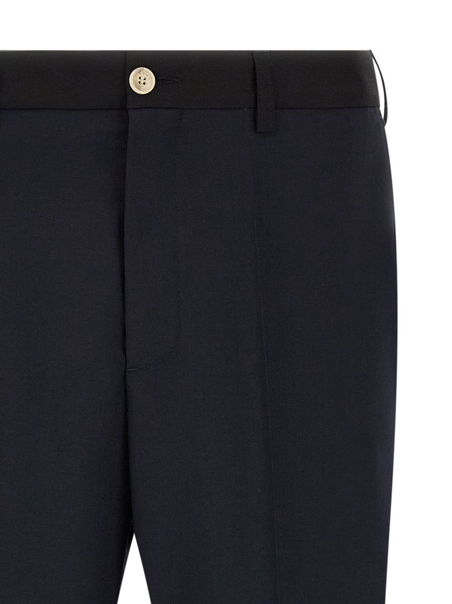 Marni Tropical Wool Pants For Men Two Tone Virgin Wool Straight Leg Fit Luxury Dress Trousers