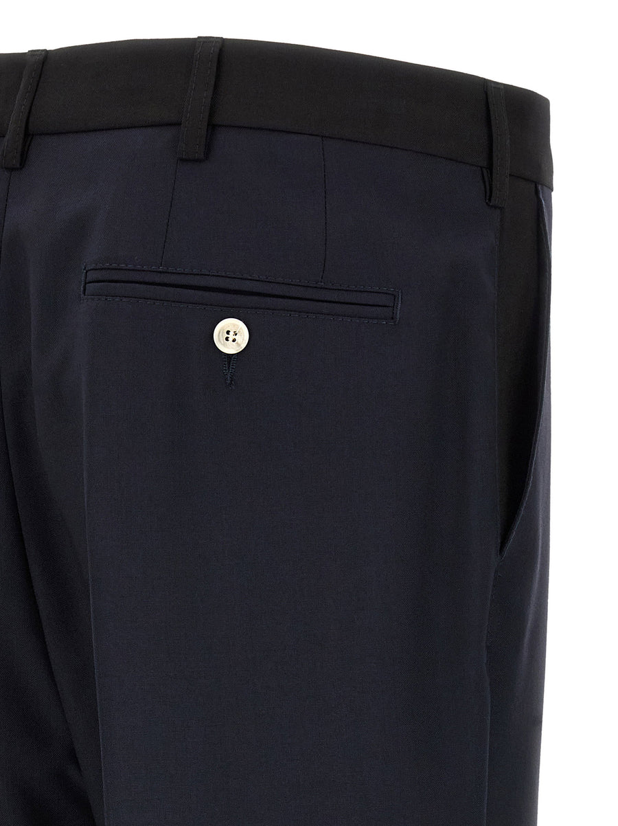 Marni Tropical Wool Pants For Men Two Tone Virgin Wool Straight Leg Fit Luxury Dress Trousers