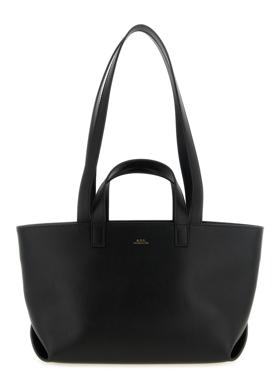 A.P.C Le Drummer Small Cowhide Leather Shopper Bag Black