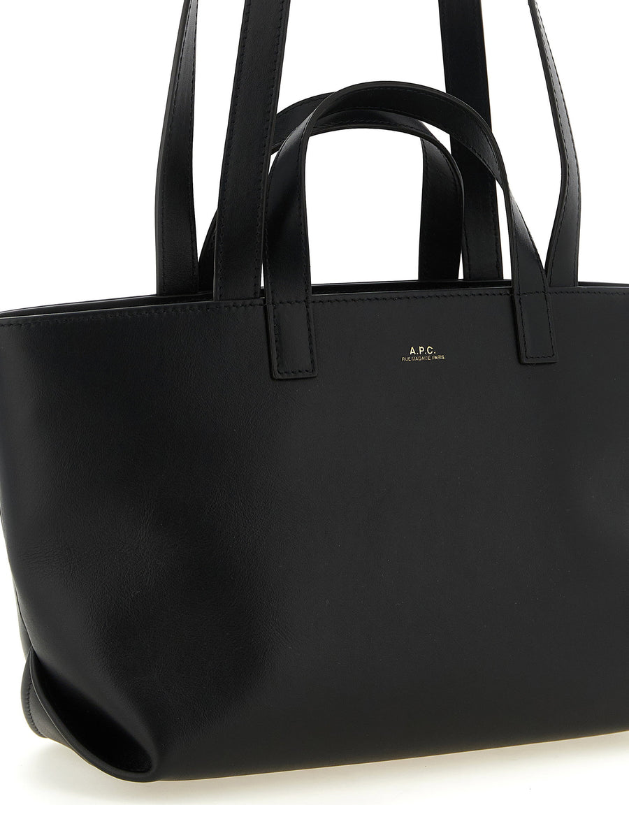 A.P.C Le Drummer Small Cowhide Leather Shopper Bag Black