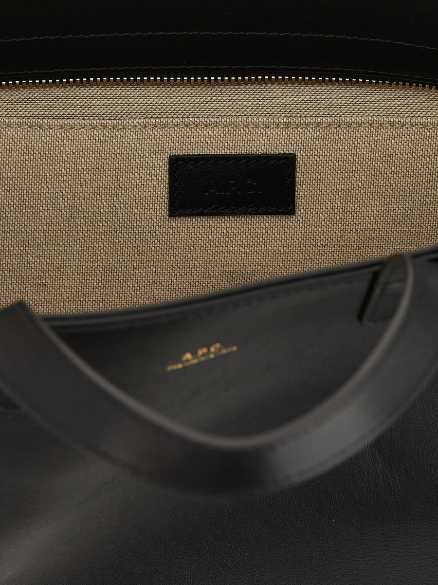 A.P.C Le Drummer Small Cowhide Leather Shopper Bag Black