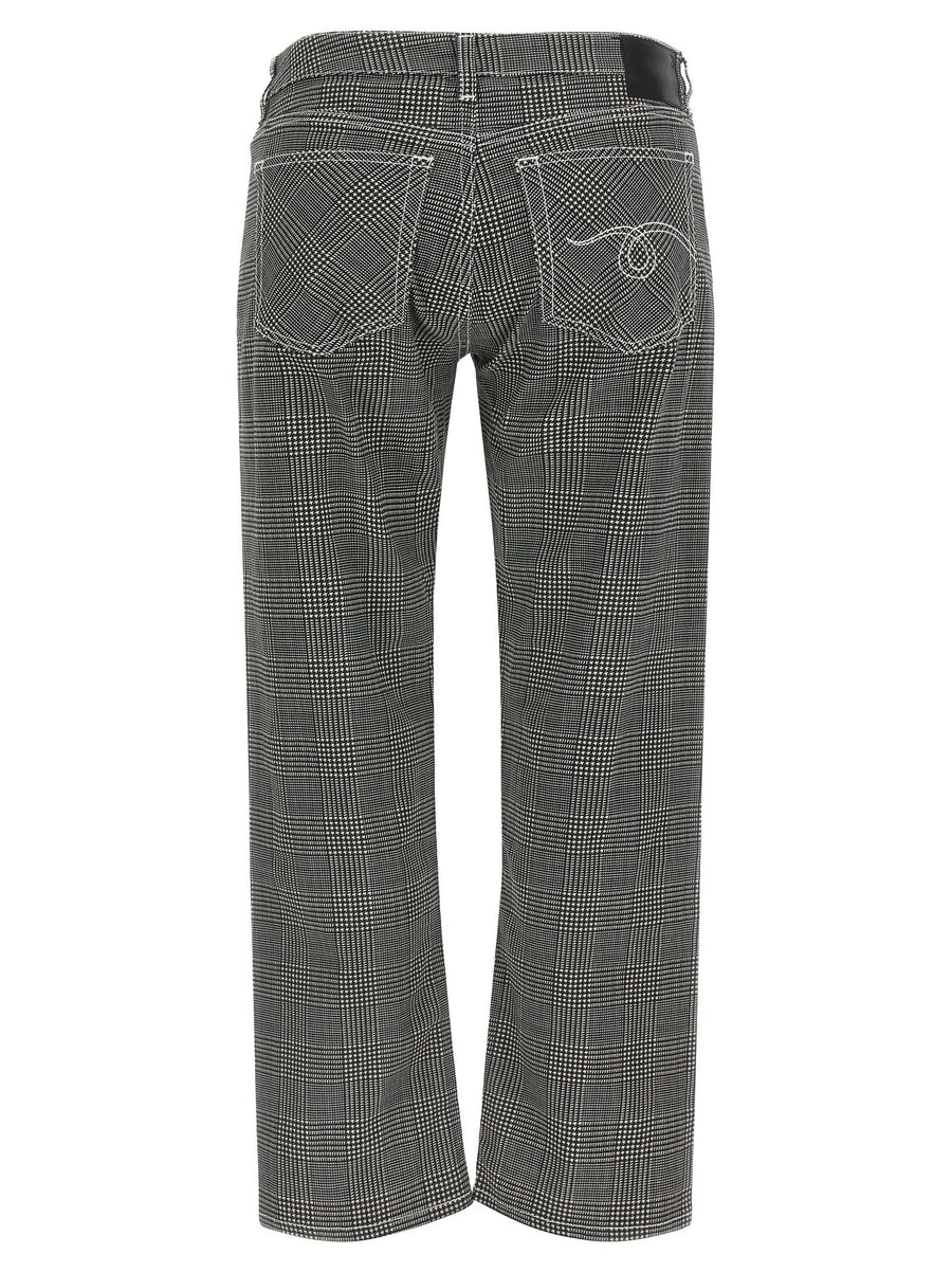 R13 Womens Prince Of Wales Cropped Straight Pants With Stretch Cotton Luxury Tailored Fit