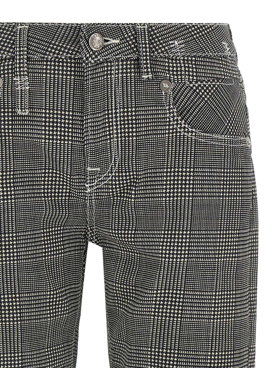 R13 Womens Prince Of Wales Cropped Straight Pants With Stretch Cotton Luxury Tailored Fit