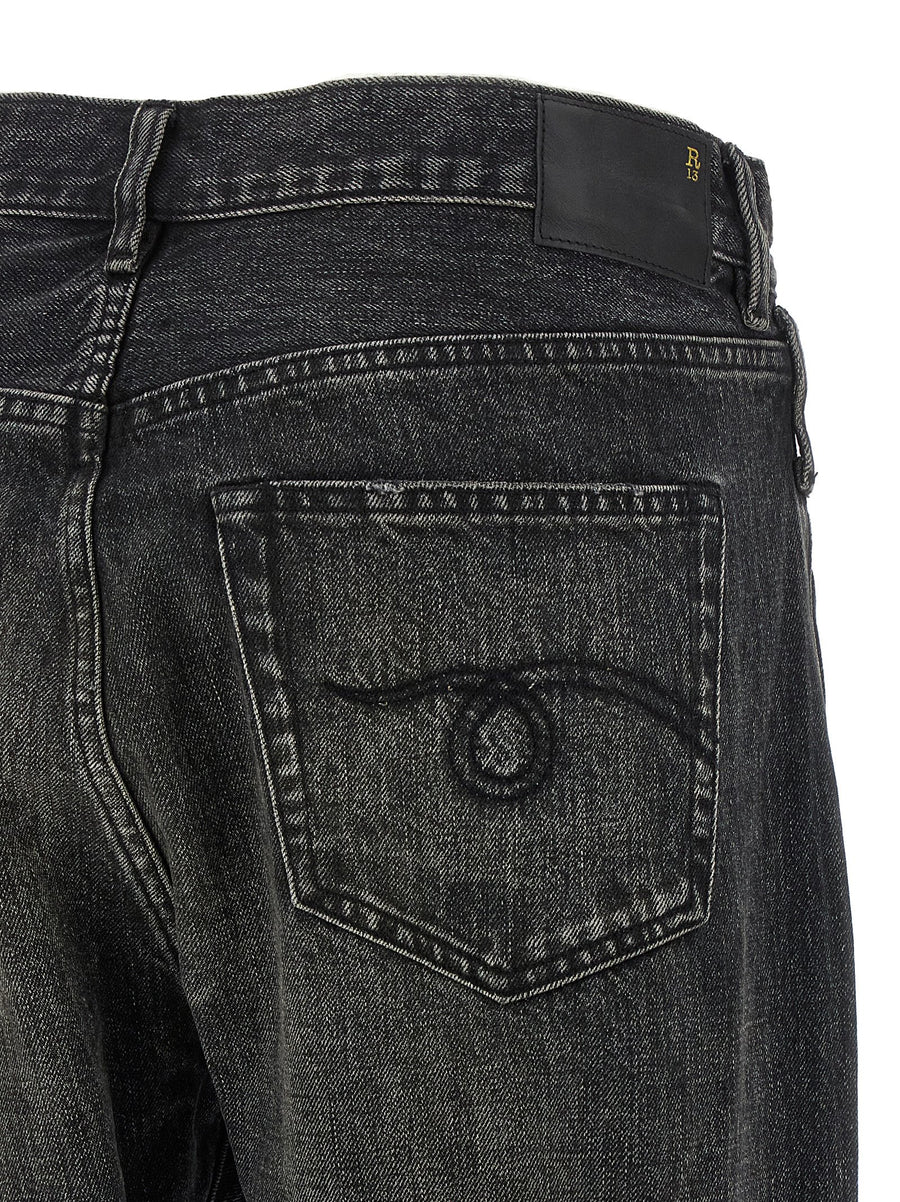 R13 Crossover Jeans For Women Black Delavé Cotton Denim With Premium Modern City Silhouette