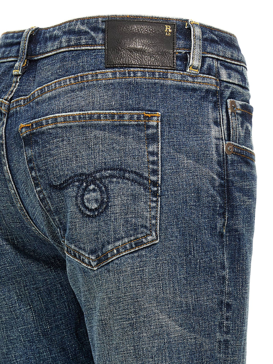 R13 Overflow Boy Flare Jeans For Women In Blue Delave Wash 100% Cotton Denim With Retro Flair
