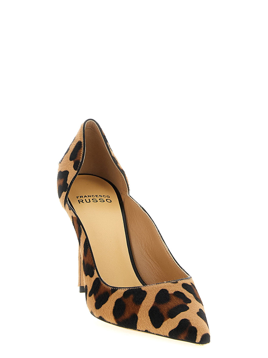 Francesco Russo R1p961 Leopard Pony Hair Goat Leather Pumps With Leather Sole