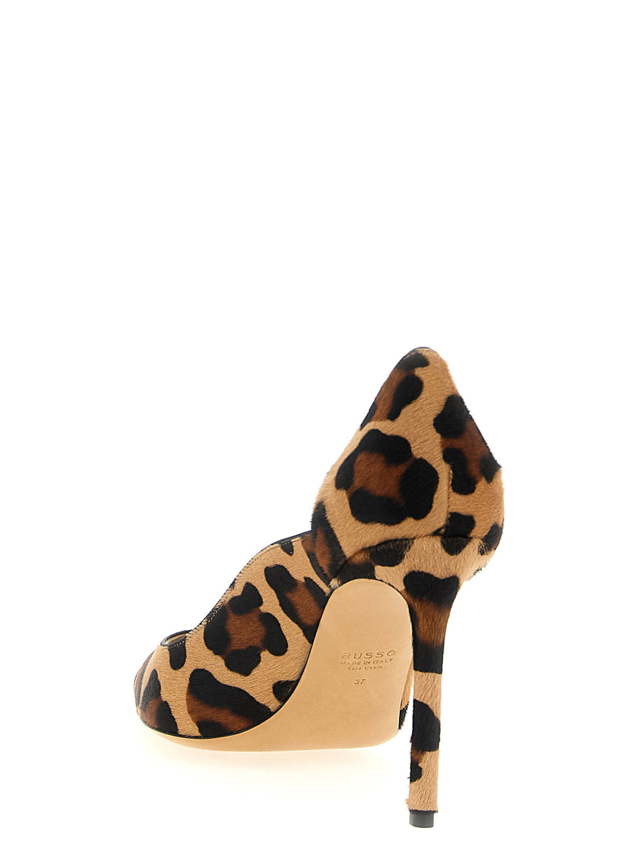 Francesco Russo R1p961 Leopard Pony Hair Goat Leather Pumps With Leather Sole