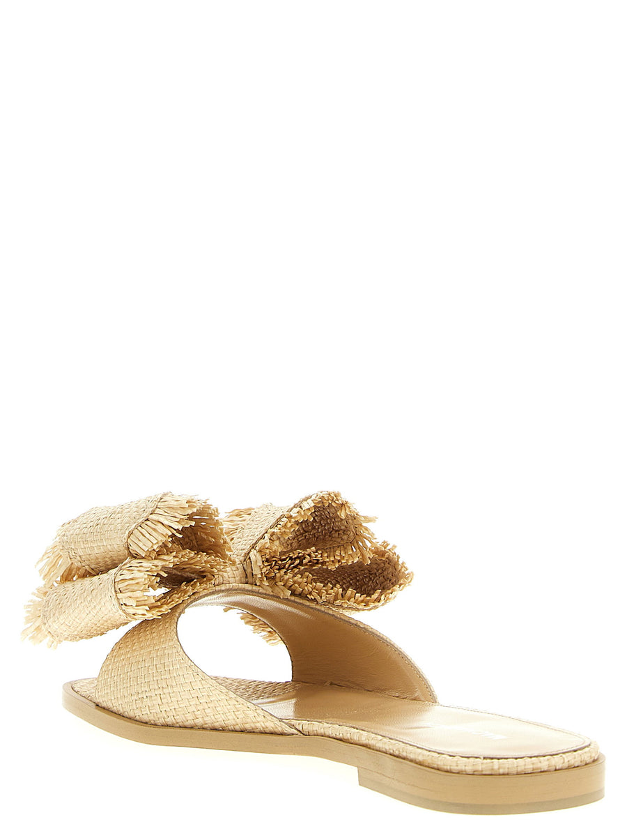 Mach And Mach Le Cadeau Sandals Beige Raffia Luxury Bow Front Sundress Ready For EU Women