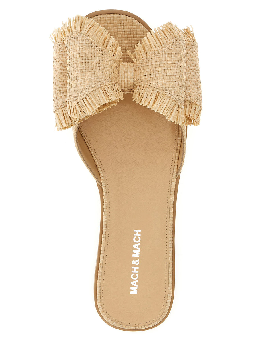 Mach And Mach Le Cadeau Sandals Beige Raffia Luxury Bow Front Sundress Ready For EU Women