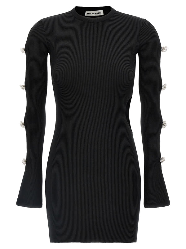 Mach & Mach Cut-out Crystal Bow Dress