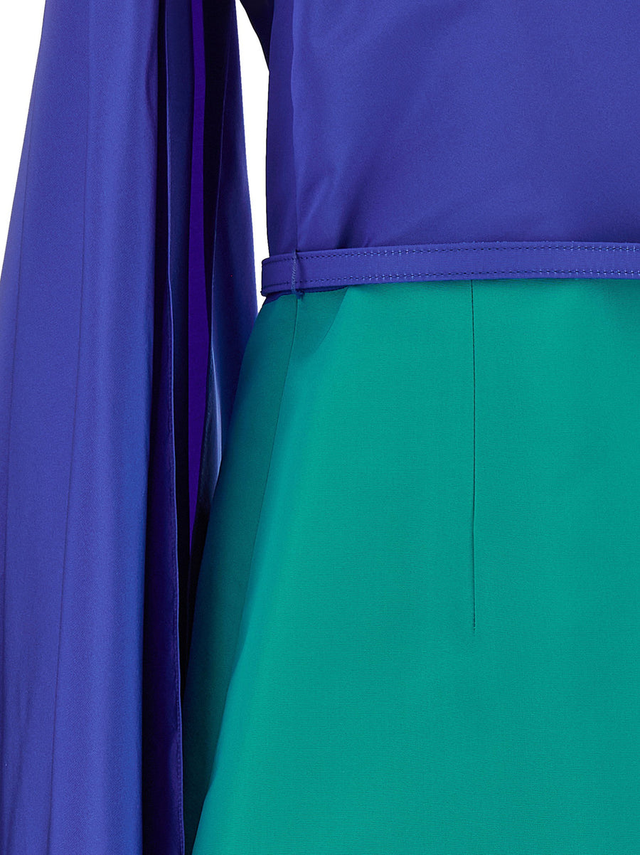 Carolina Herrera Silk Color Block Dress One Shoulder Eveningwear For Women Luxurious Statement Piece