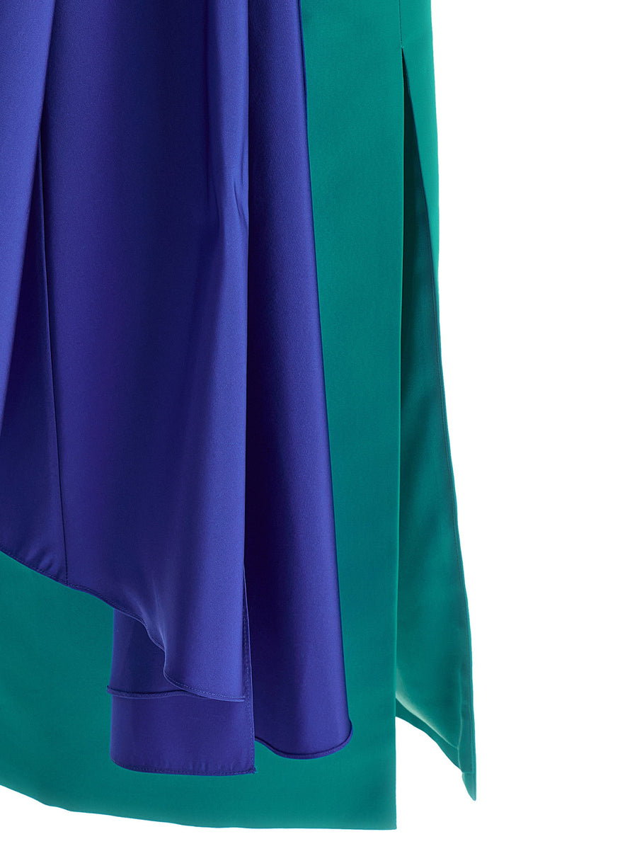 Carolina Herrera Silk Color Block Dress One Shoulder Eveningwear For Women Luxurious Statement Piece