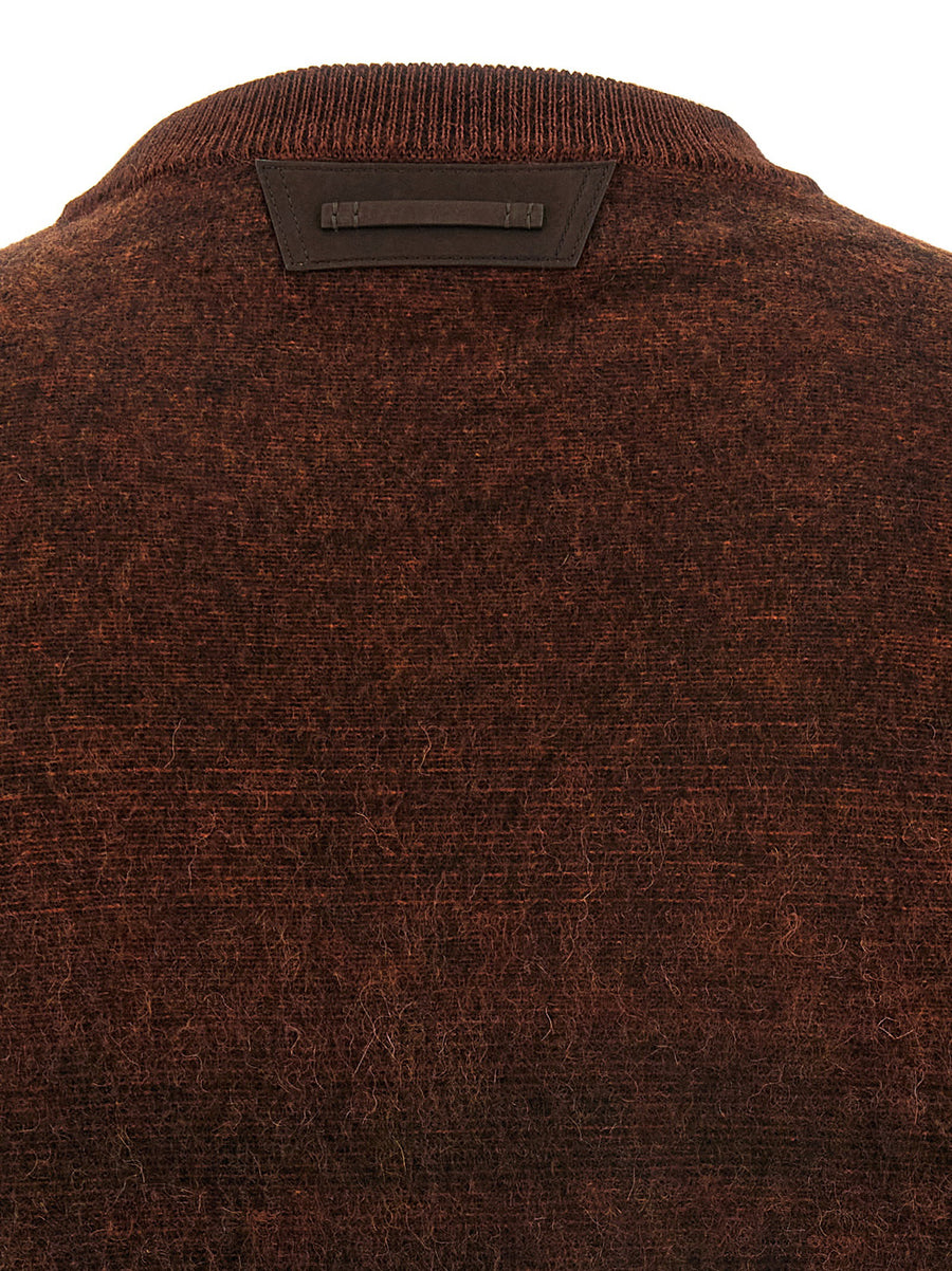 Berluti Brushed Patina Sweater For Men With Refined Warmth And Textured Wool Alpaca Knit