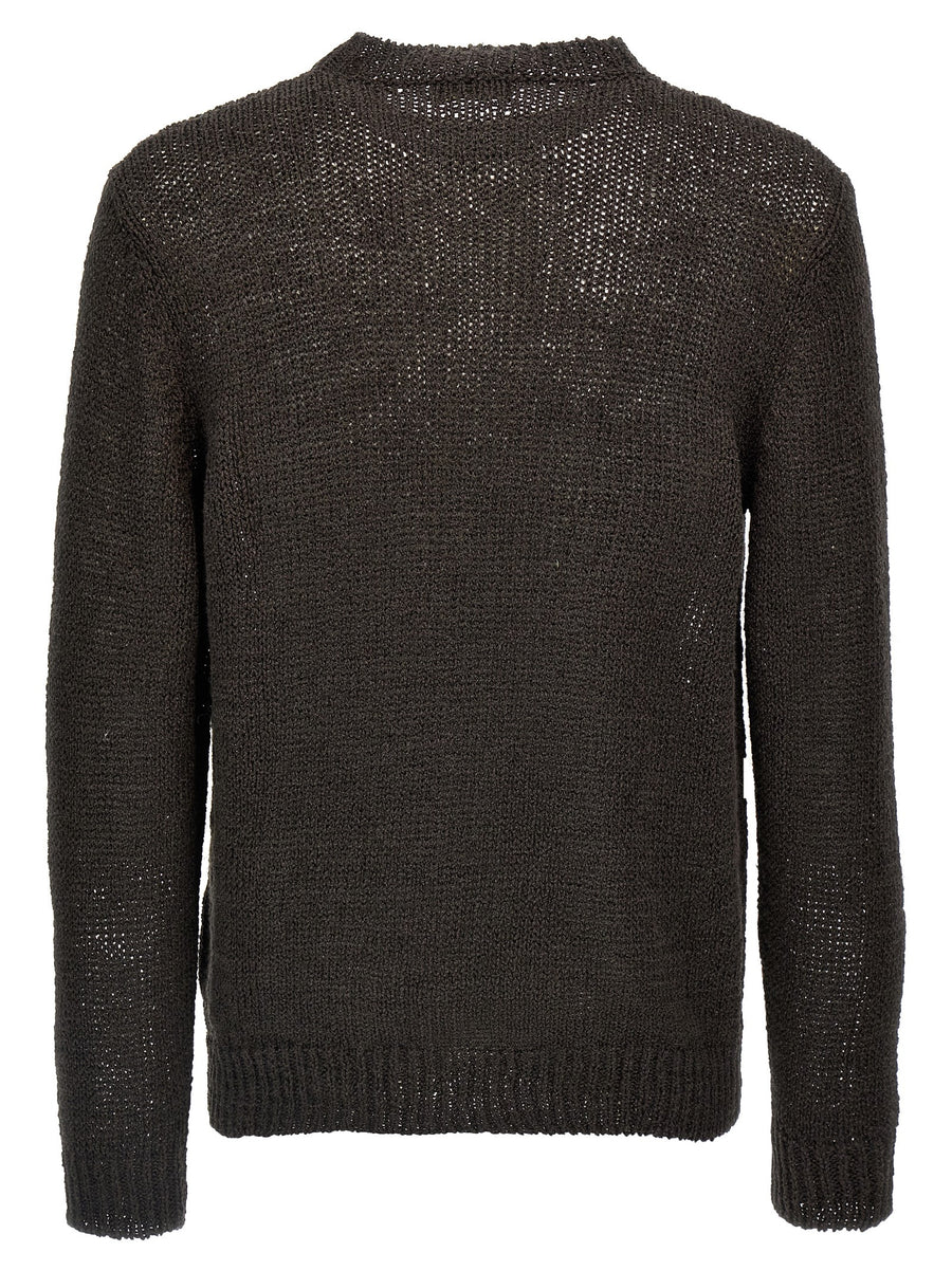 Roberto Collina Mesh Sweater for Men Textured Linen Cotton Blend Layering Essential