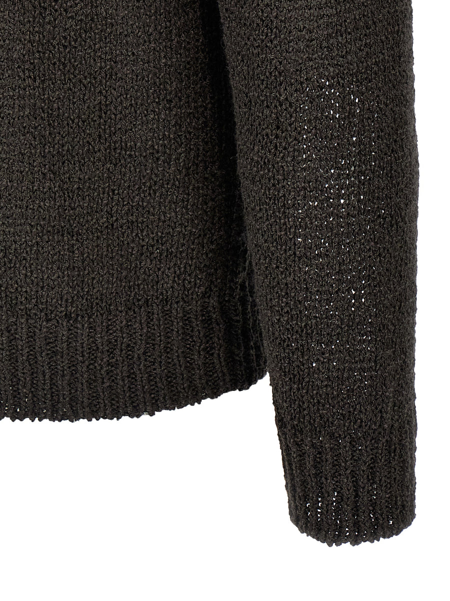 Roberto Collina Mesh Sweater for Men Textured Linen Cotton Blend Layering Essential