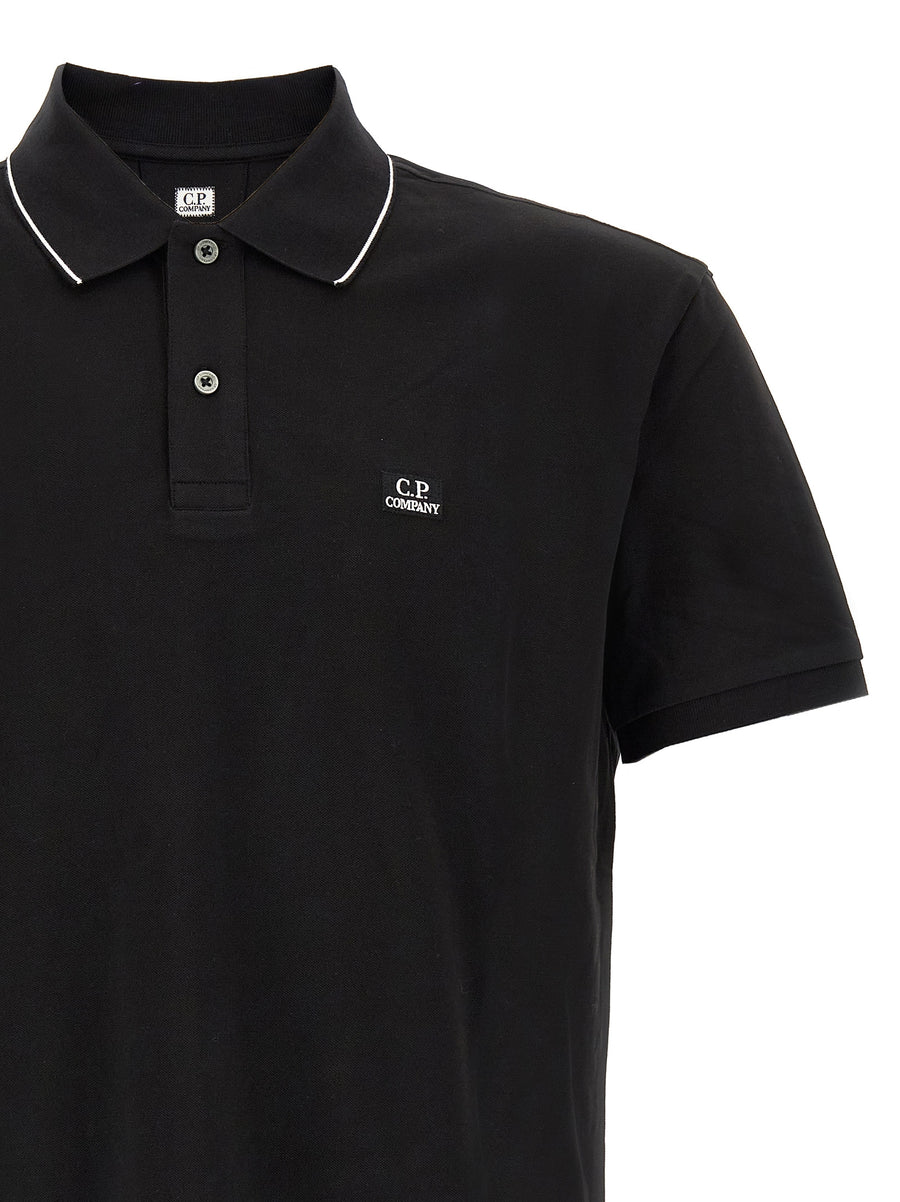 C.P. Company Logo Patch Polo Shirt For Men Premium Stretch Cotton Piquet Everyday Wear