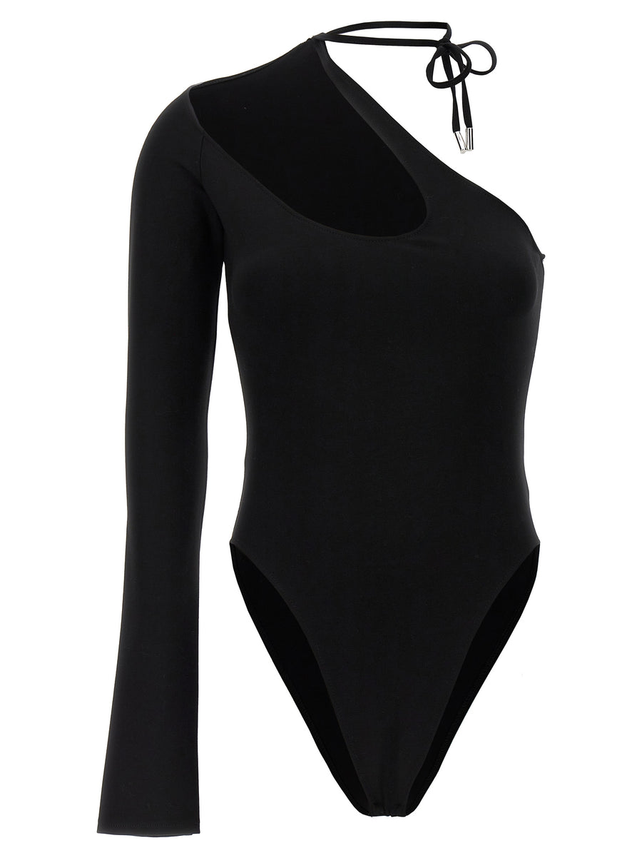 David Koma Asymmetrical Bodysuit Black Stretch Viscose for Women Bold Architectural Topwear Day and Evening