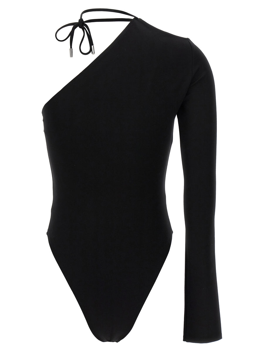 David Koma Asymmetrical Bodysuit Black Stretch Viscose for Women Bold Architectural Topwear Day and Evening