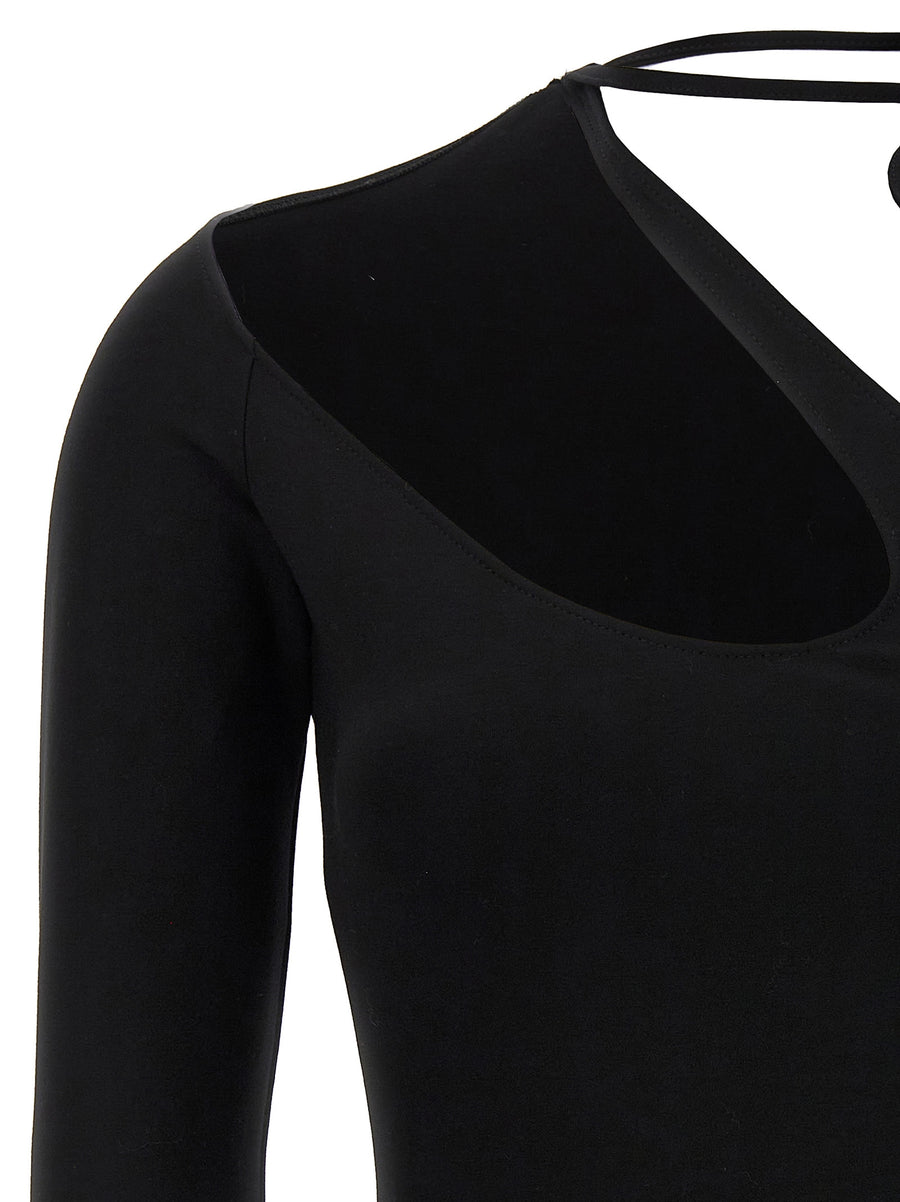 David Koma Asymmetrical Bodysuit Black Stretch Viscose for Women Bold Architectural Topwear Day and Evening