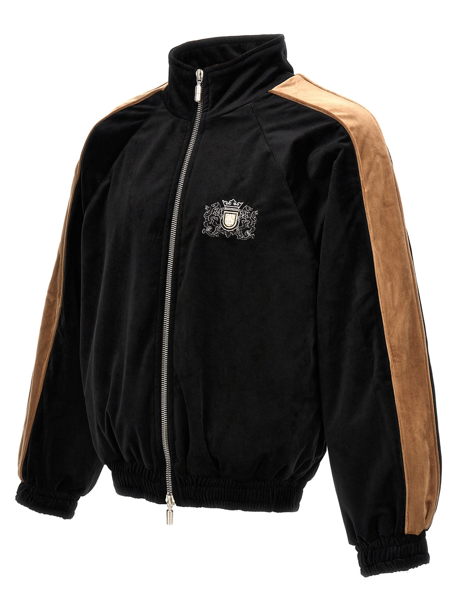 Rhude Multicolor Velvet Sky Lounge Sweatshirt For Men With Contrast Embroidery Zip Closure Premium Topwear