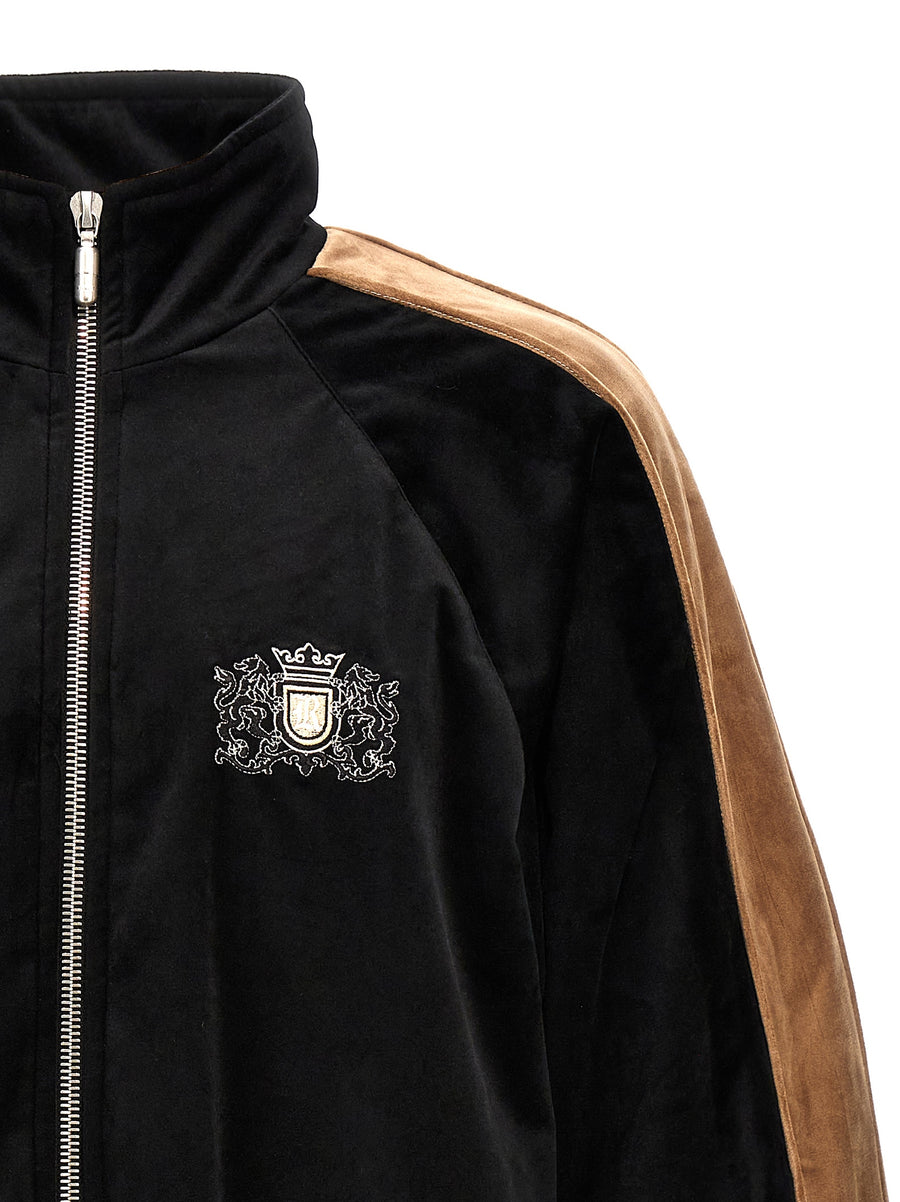 Rhude Multicolor Velvet Sky Lounge Sweatshirt For Men With Contrast Embroidery Zip Closure Premium Topwear