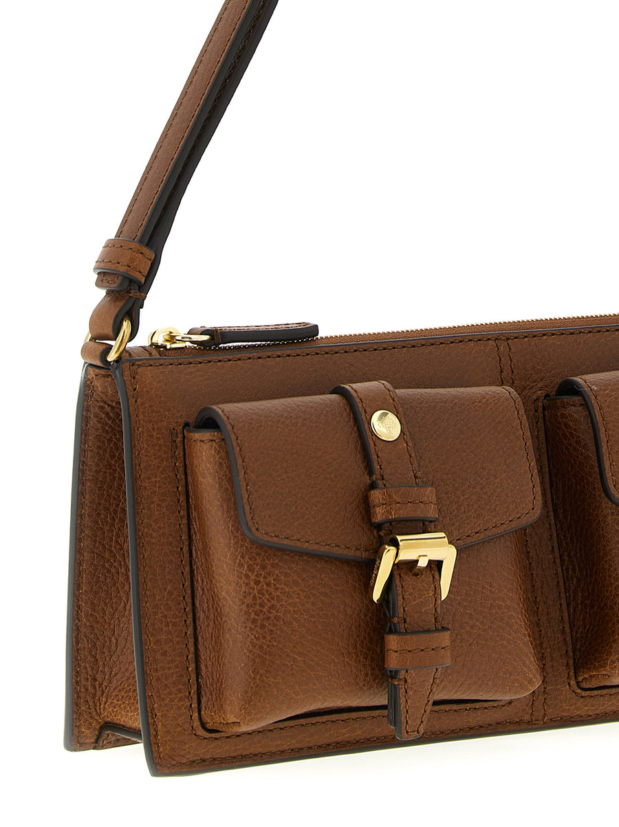 Mulberry Roxanne Mini Shoulder Bag Luxurious Brown Calfskin Leather Hammered Finish For Women