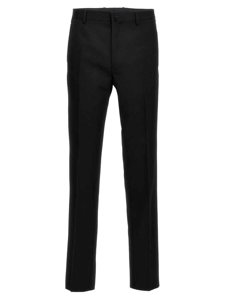 Lanvin Tuxedo Pants Black Pure Wool Satin Side Band Tailored For Men Luxury Eveningwear