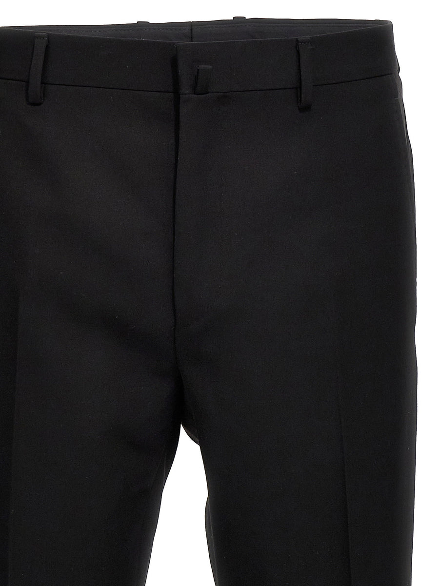 Lanvin Tuxedo Pants Black Pure Wool Satin Side Band Tailored For Men Luxury Eveningwear