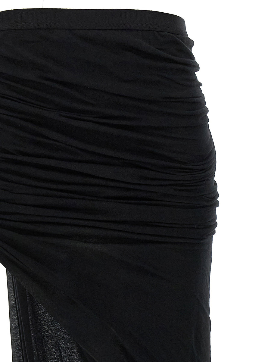 Rick Owens Edfu Skirt Architectural Longline Black Cotton Jersey For Women Dramatic Statement Silhouette
