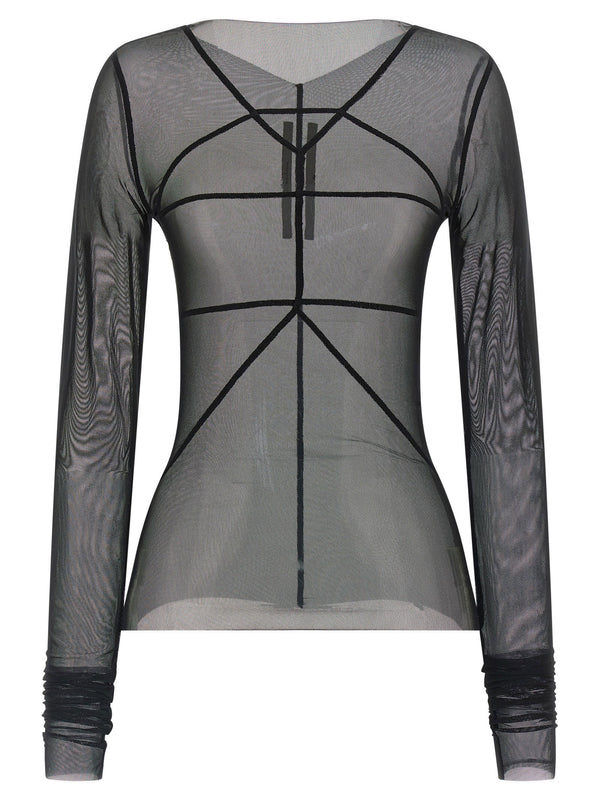 Rick Owens Temple Top Sweater Semi Transparent Nylon Tulle Black Women