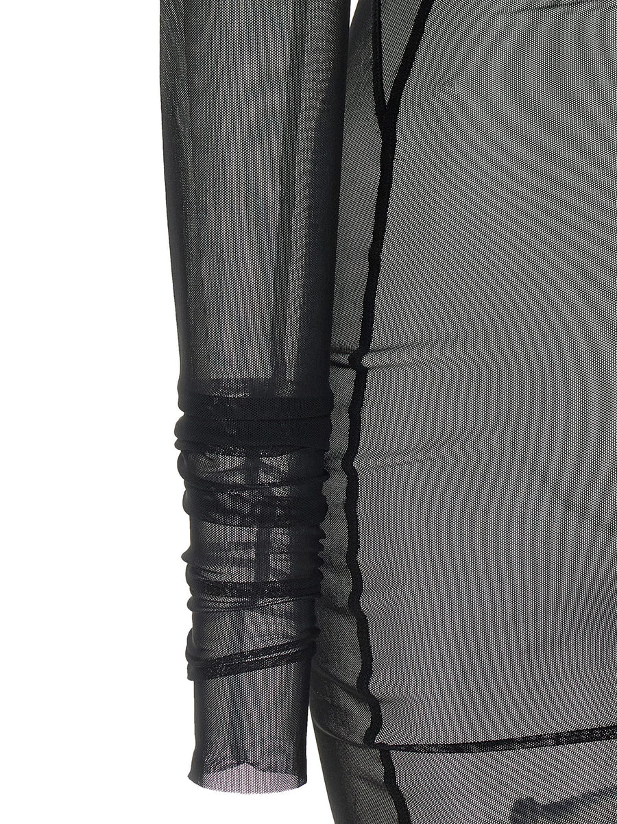 Rick Owens Temple Dress For Fashion Forward Women Ultra Long Black Nylon Tulle With Sculptural Couture Silhouette