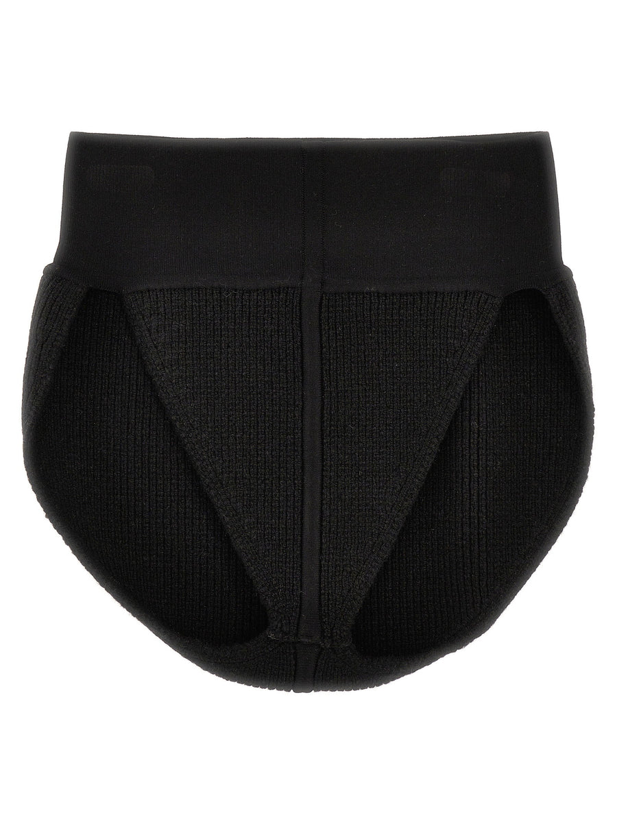 Rick Owens Panties Cachemire Blend High Waist Silhouette For Women Black Luxury Underwear