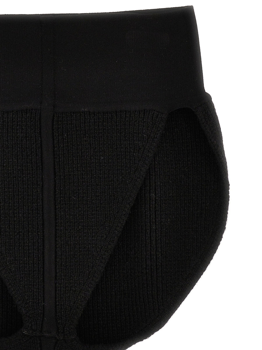 Rick Owens Panties Cachemire Blend High Waist Silhouette For Women Black Luxury Underwear