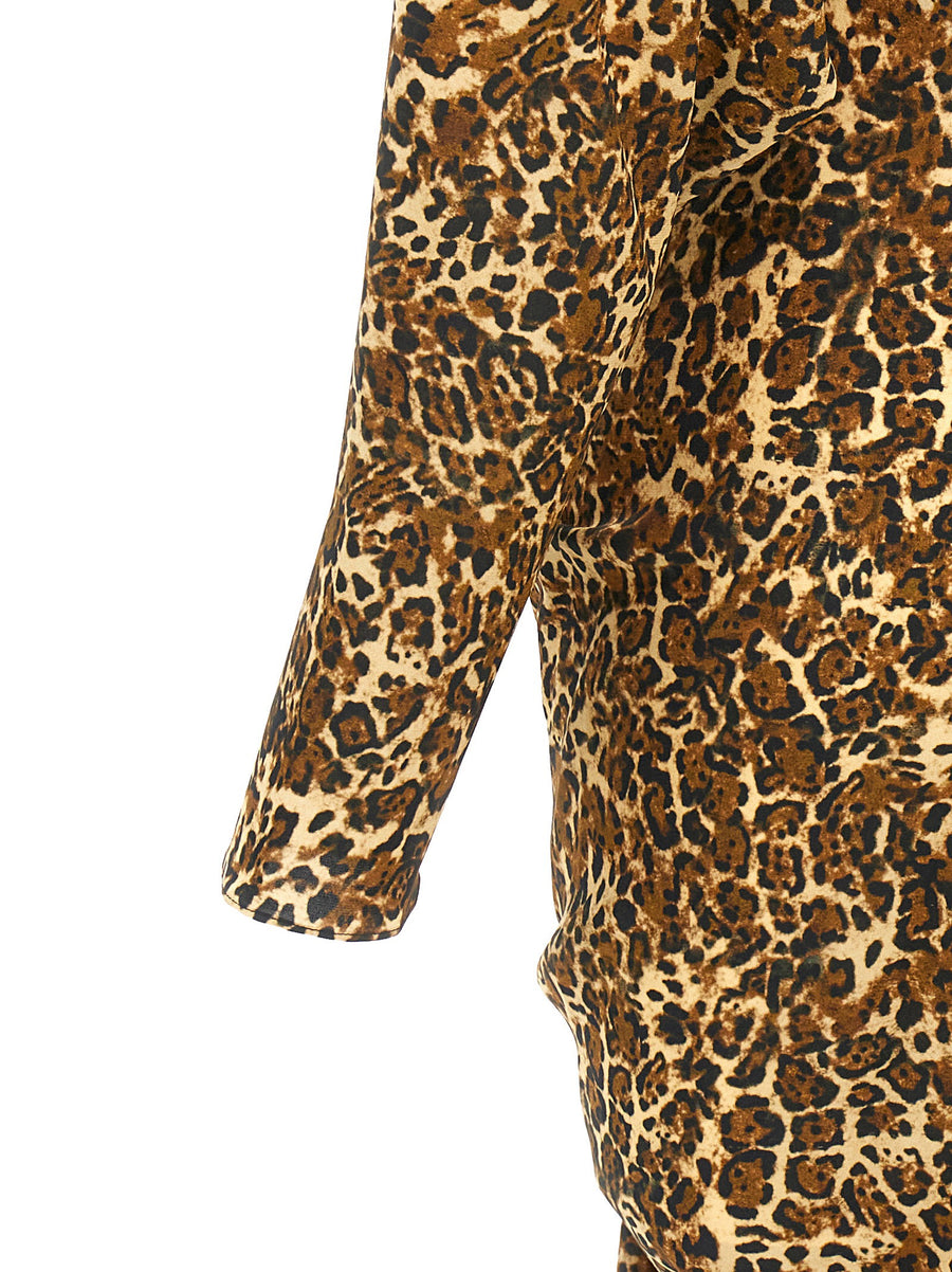 Isabel Marant Cleora Dress Leopard Silk V Neck for Women