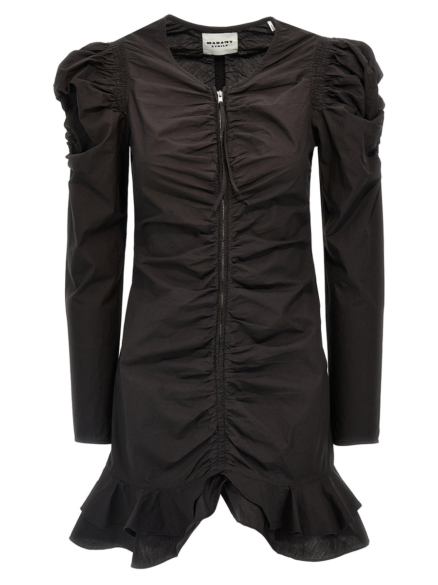 Marant Etoile Briali Dress For Women Luxurious One Hundred Percent Cotton Mini Puff Sleeves Day To Night Chic
