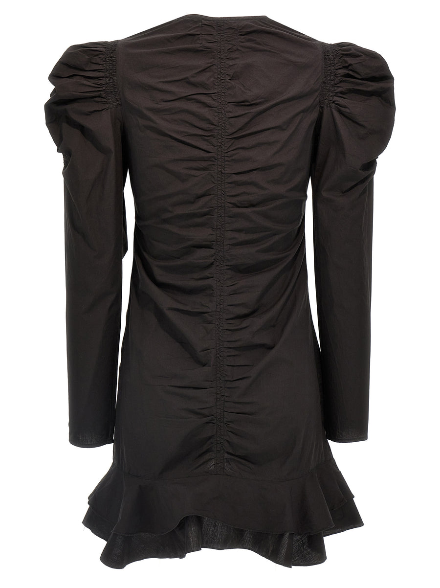 Marant Etoile Briali Dress For Women Luxurious One Hundred Percent Cotton Mini Puff Sleeves Day To Night Chic