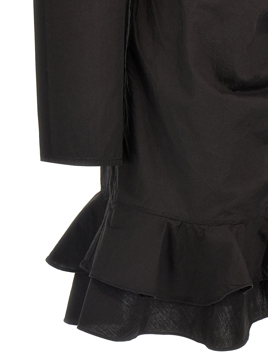 Marant Etoile Briali Dress For Women Luxurious One Hundred Percent Cotton Mini Puff Sleeves Day To Night Chic