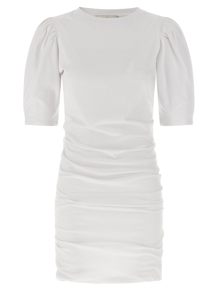Isabel Marant Mylda Dress White Cotton Jersey With Side Draping Round Neckline ThreeQuarterSleeves Women