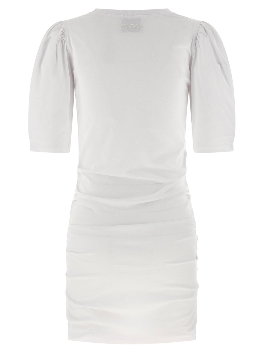 Isabel Marant Mylda Dress White Cotton Jersey With Side Draping Round Neckline ThreeQuarterSleeves Women