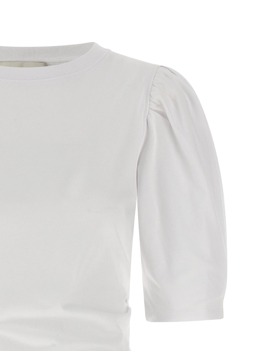 Isabel Marant Mylda Dress White Cotton Jersey With Side Draping Round Neckline ThreeQuarterSleeves Women