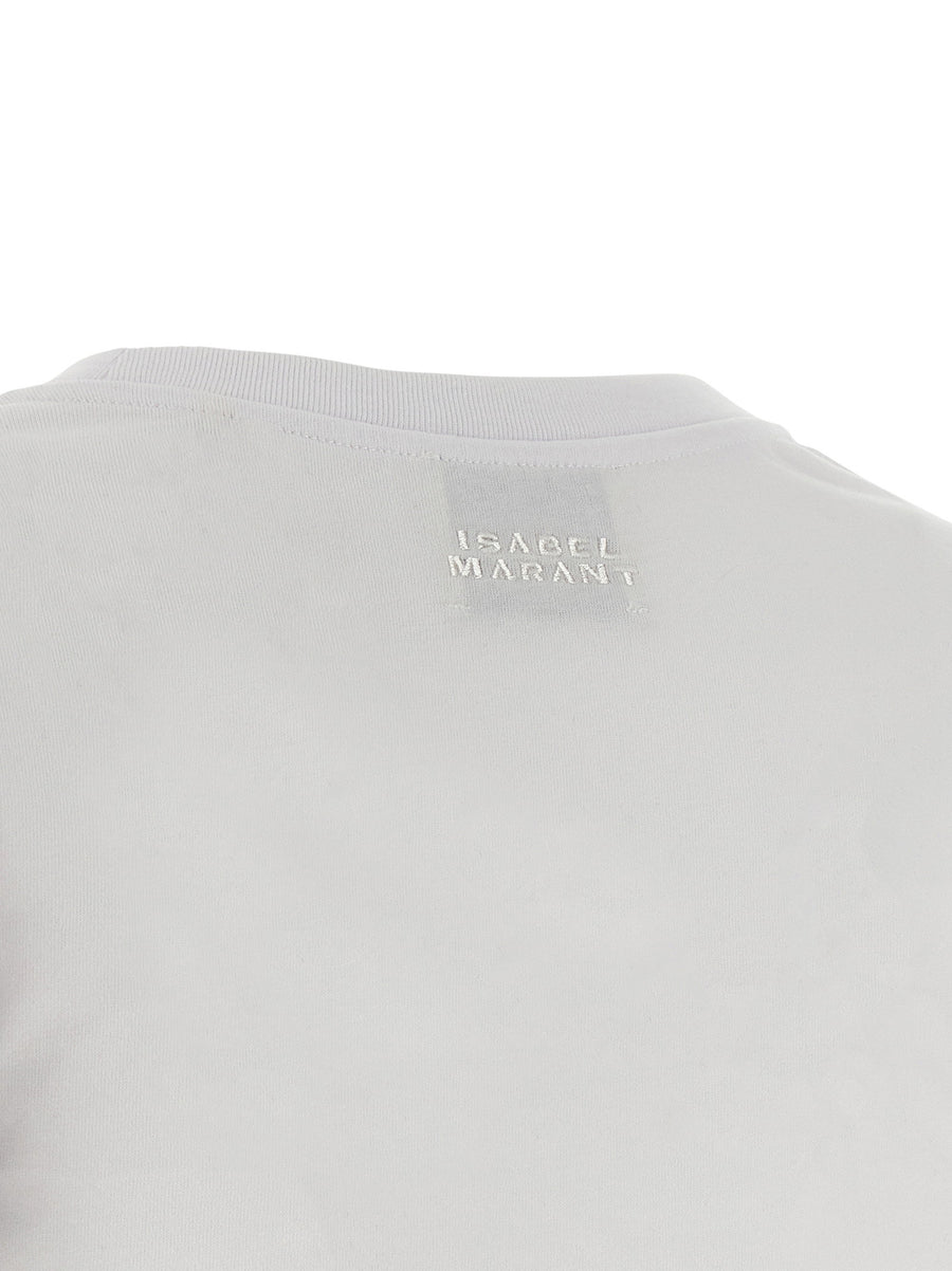 Isabel Marant Mylda Dress White Cotton Jersey With Side Draping Round Neckline ThreeQuarterSleeves Women