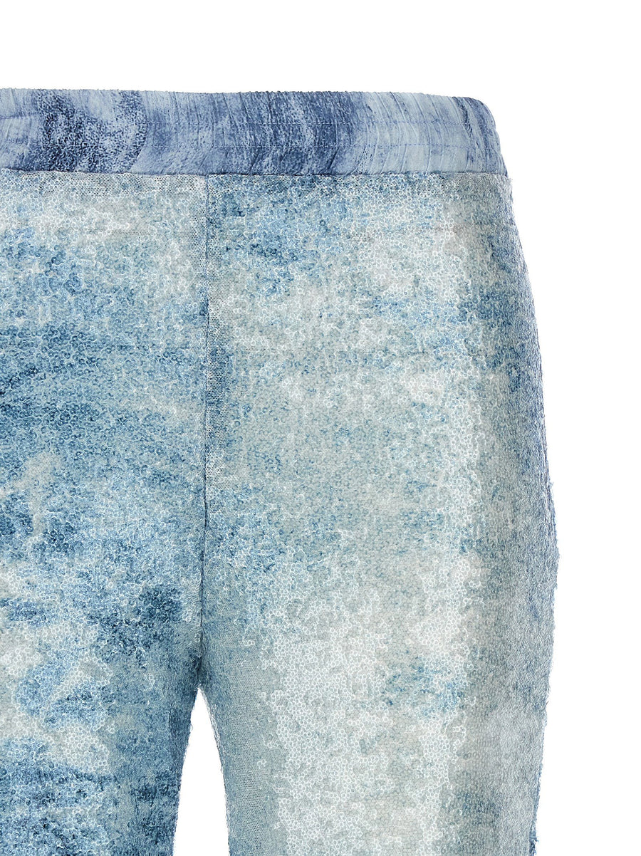 Le Twins Robi Cargo Trousers For Women Camouflage Print With Sheer Sequins For Glam Day To Night
