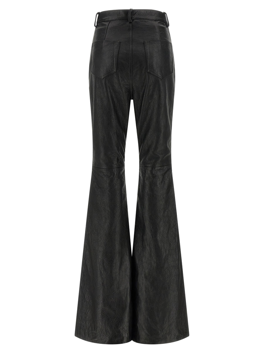 Rick Owens Bolan Bootcut Leather Pants For Women High Waisted Premium Lamb Leather Edgy Luxury