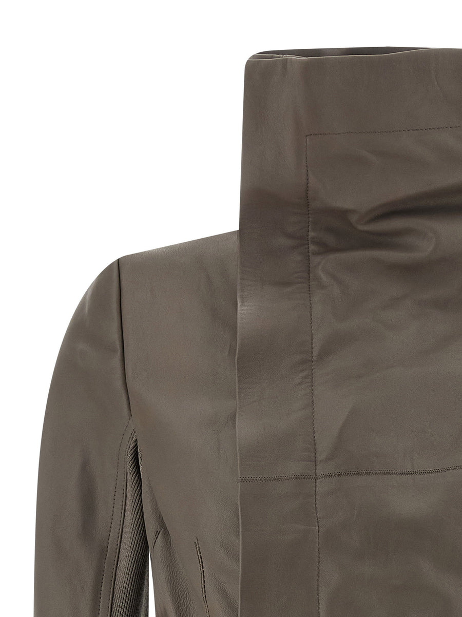 Naska Biker Jacket By Rick Owens For Women Premium Lambskin With Foldable High Neck Asymmetrical Zip